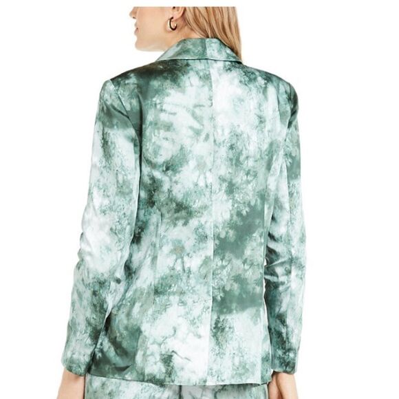 INC green and white tie-dye satin blazer size small - Picture 2 of 4